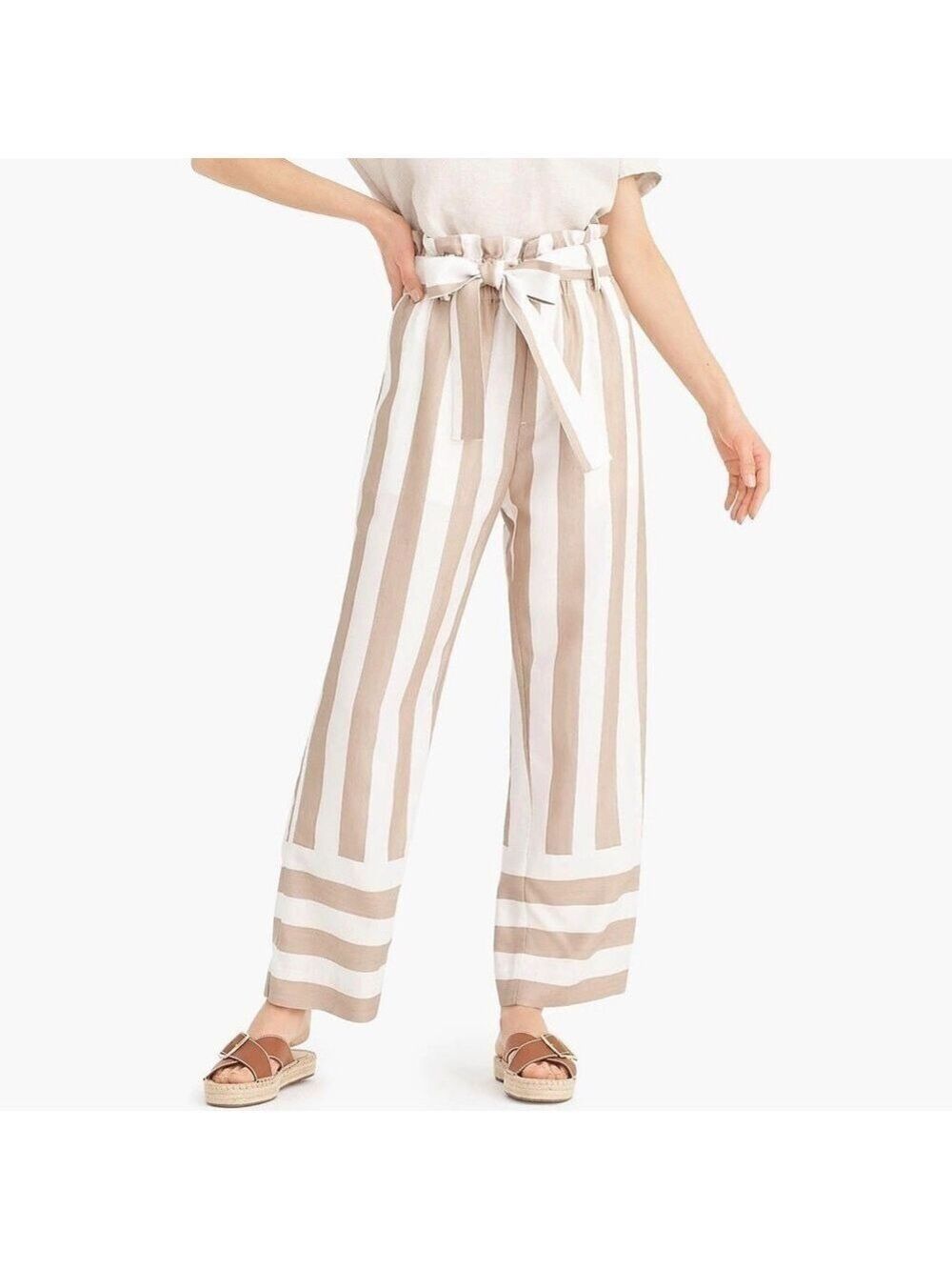 J. Crew Point Sur Stripe Paperbag Waist Pants
